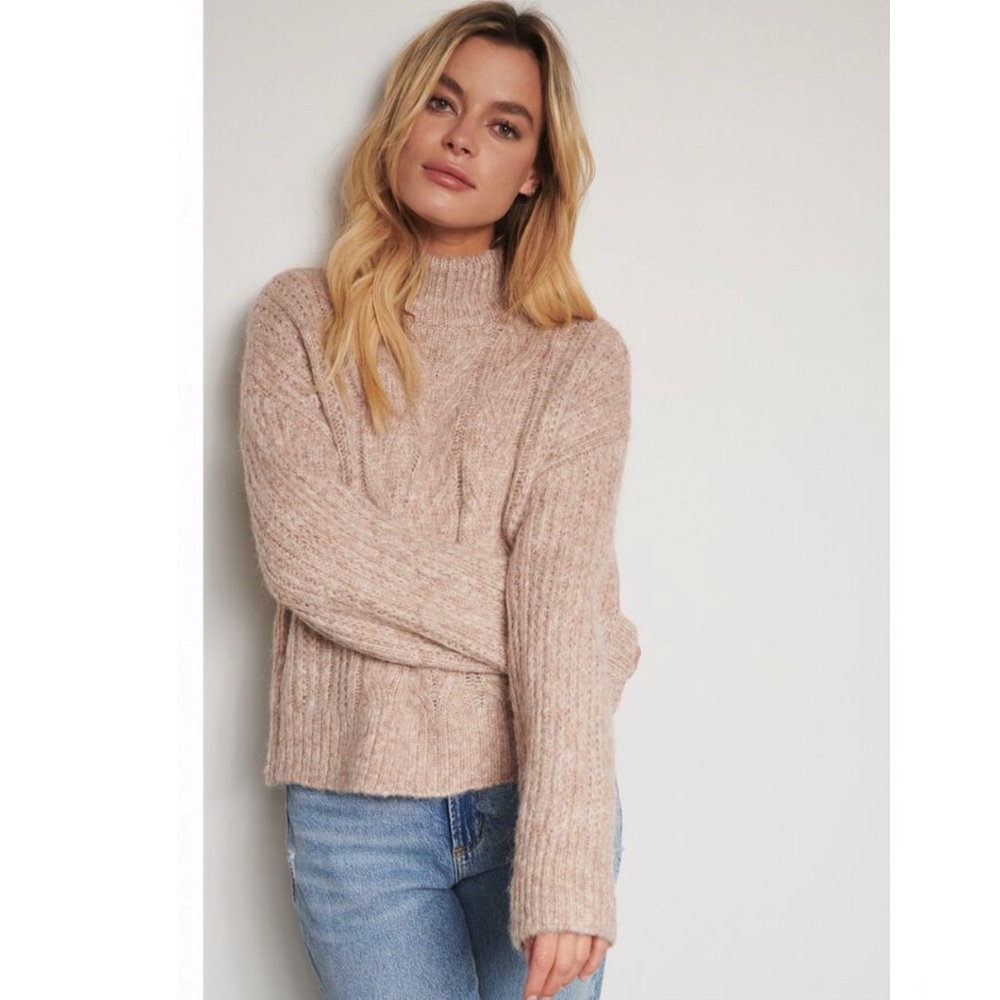 Cable Knit Mock Neck Sweater- Size M & L